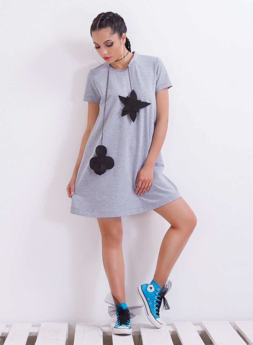 Casual Short Sleeve Dress, Spring Loose Dress, Summer Dress With Pockets, Plus Size Clothing
