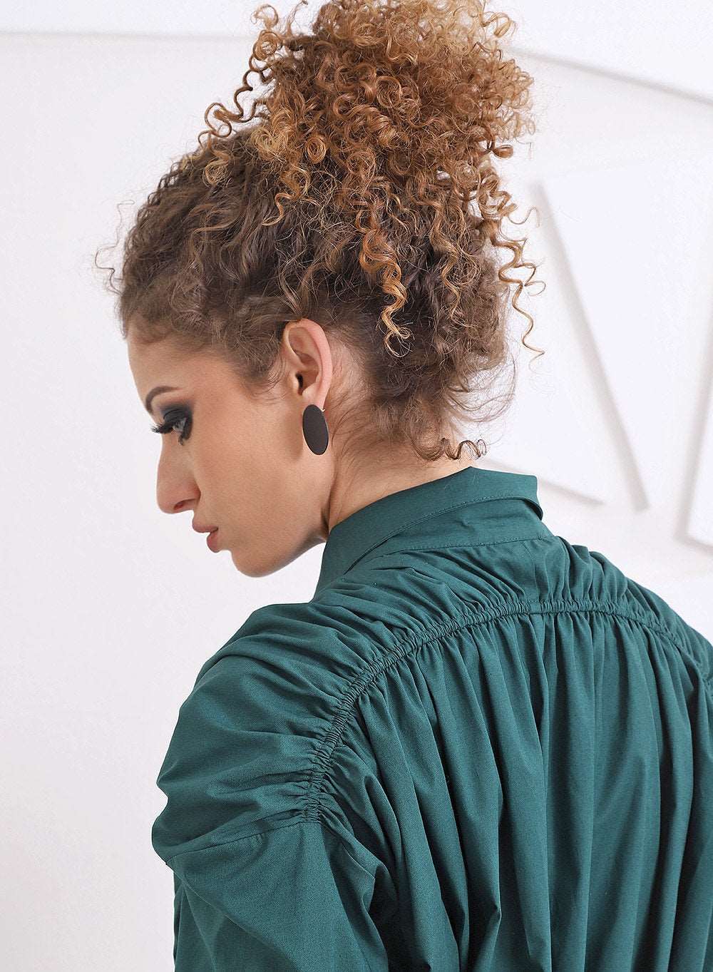Mid Century Shirt, Asymmetric Shirt Dress, Elegant tunic, Ruffle sleeve top, avant garde woman clothin