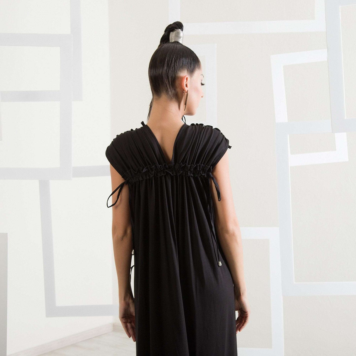 Long Cocktail Dress/Black Formal Dress/Sleeveless Maxi Dress/Plus Size Clothing