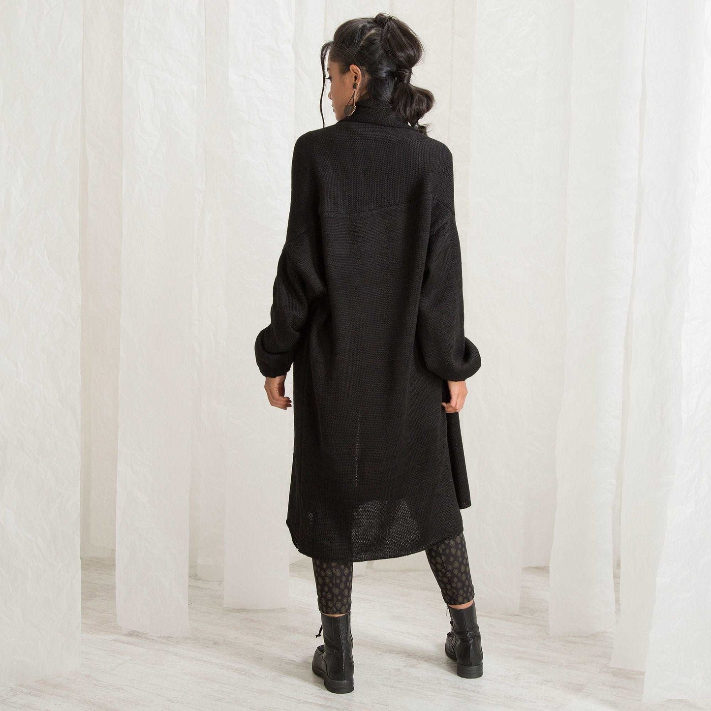 Oversized Cardigan, Magenta Wool Knitted Overcoat, Knit Winter Coat Poncho, Long Loose Pink Cardigan by Friends Fashion