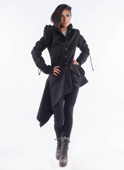 Extravagant Assymetrical Winter Wool Coat with big outside pockets and notable design