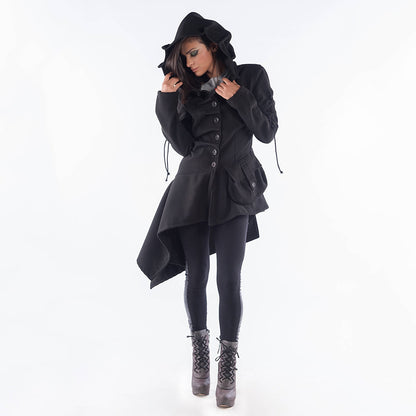 Extravagant Winter Hooded Coat with big outside pockets and notable design. Winter Hooded Coat