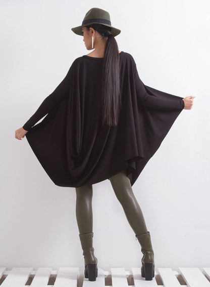 Tunic Tops For Women, Asymmetric Tunic, Plus Size Clothing, Black Tunic, Oversized Tunic, Loose Tunic, Evening Tunic, Winter Clothing