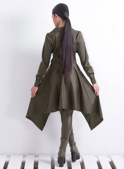 Autumn Long Jacket, Maxi Jacket, Khaki Clothing, Women Jacket, Long Jacket, Winter Clothing, Asymmetric Jacket, Trench Jacket