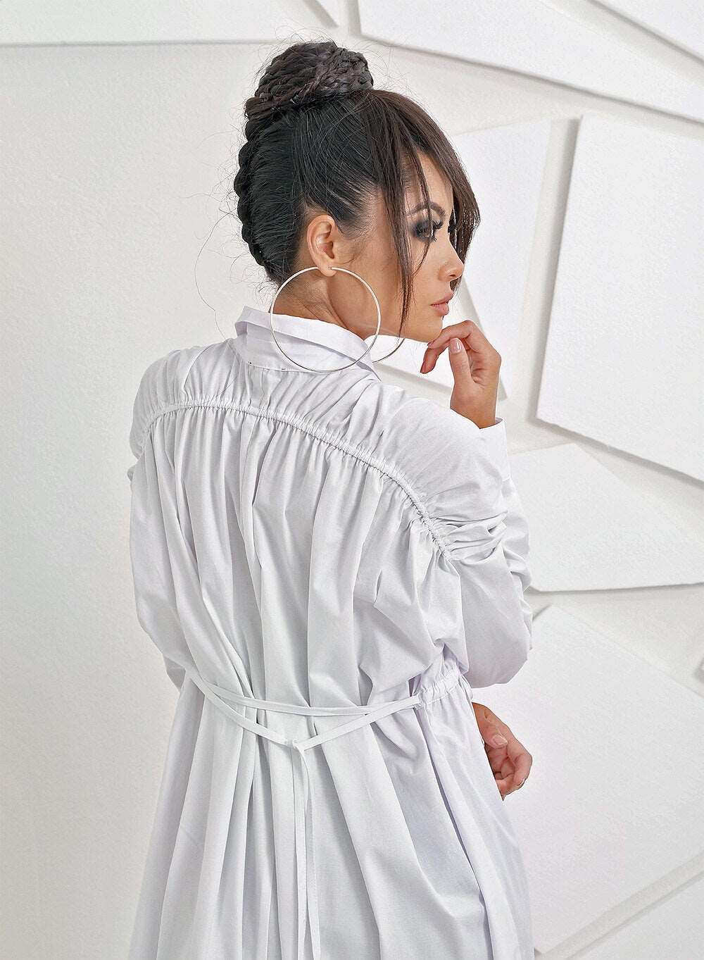 Plus Size White Tunic, Shirt Dress, Long Sleeve Shirt