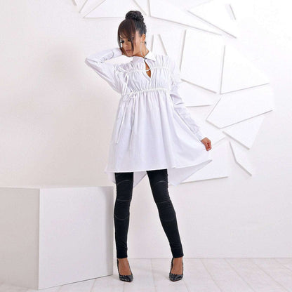 Plus Size White Tunic, Shirt Dress, Long Sleeve Shirt