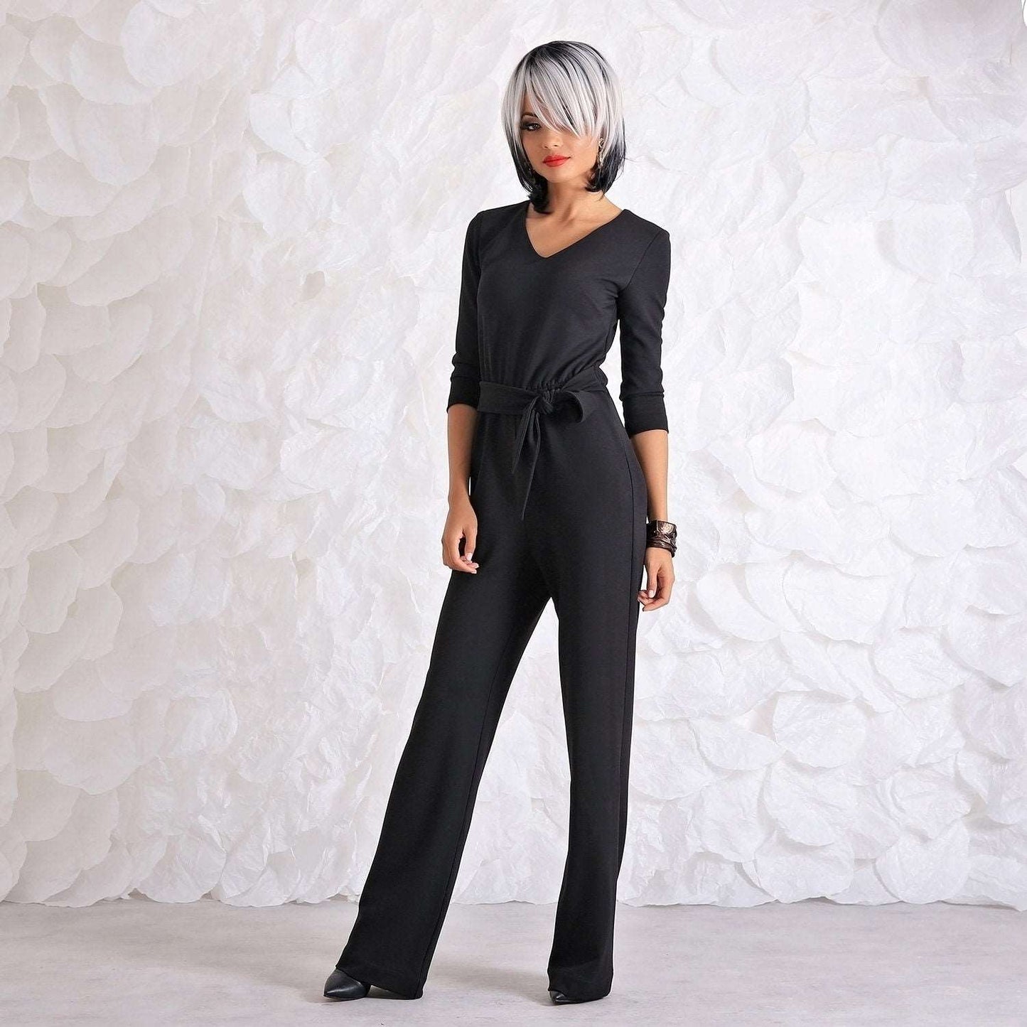 Black Womens Jumpsuit, Black Overalls Women, Harem Jumpsuit