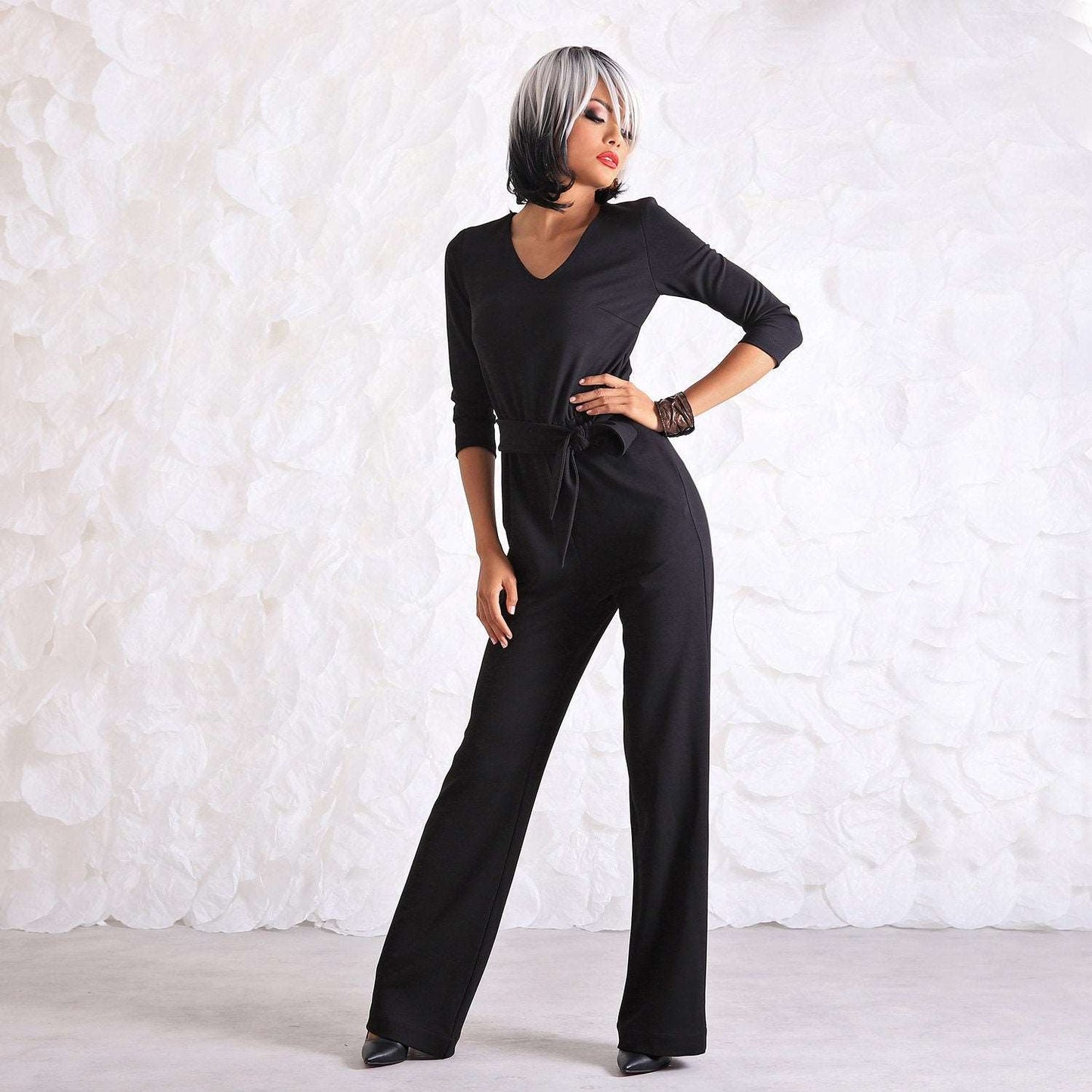 Black Womens Jumpsuit, Black Overalls Women, Harem Jumpsuit