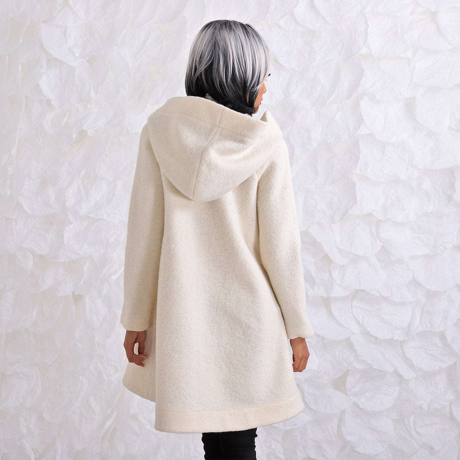 Hooded Swing Coat, Wool Winter Coat, Trendy 2023 Winter Loose Oversized Jacket by Friends Fashion