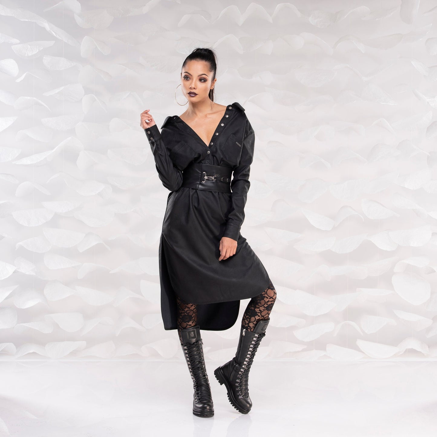 Faux Leather Dress, Sexy Midi Dress, Black Open Back Shirt Dress, Sexy Cocktail Party Dress, Plus Size Dress, Evening Dress, Romantic Dress