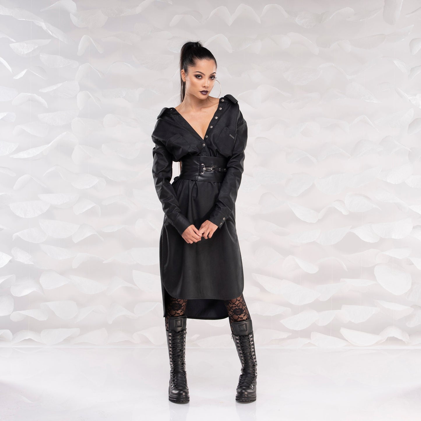 Faux Leather Dress, Sexy Midi Dress, Black Open Back Shirt Dress, Sexy Cocktail Party Dress, Plus Size Dress, Evening Dress, Romantic Dress