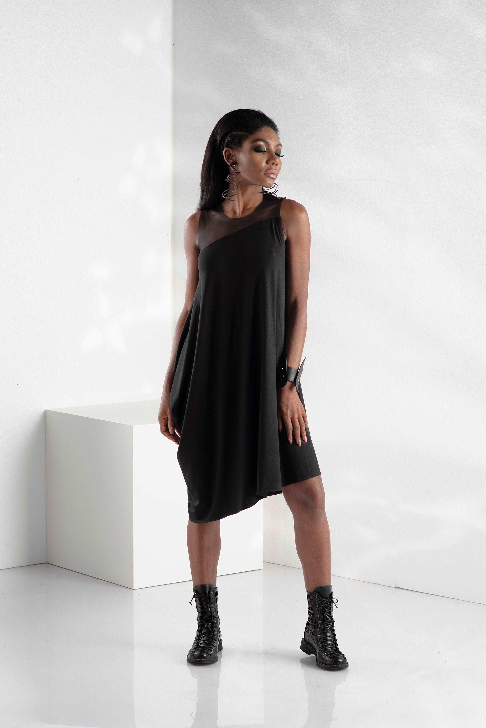 Black Dress, Black Tunic Top, Asymmetrical Tunic, Sexy Dress, Loose Clothing