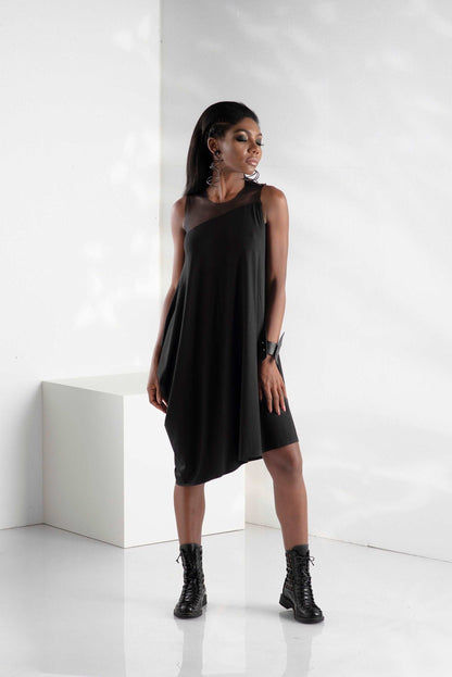 Black Dress, Black Tunic Top, Asymmetrical Tunic, Sexy Dress, Loose Clothing