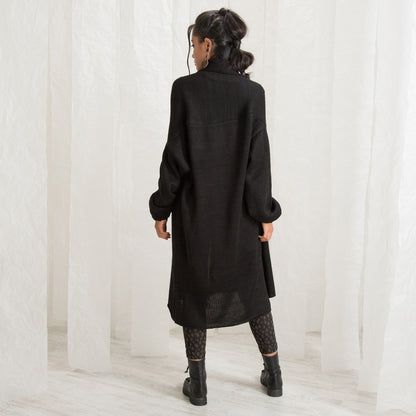 Winter Wool Sweater Coat, Wool Knitted Cardigan, Black Sweater Coat, Plus Size Clothing, Knitted Coat, Black Wrap Cardigan, Winter Cardigan