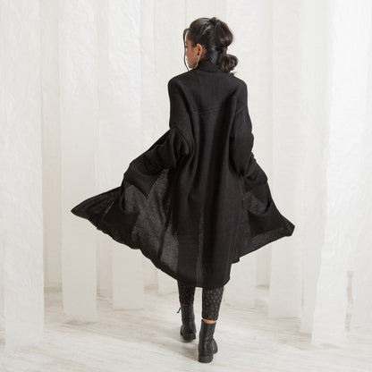 Winter Cardigan Coat For Women, Black Wool Cardigan, Wrap Cardigan Coat, Plus Size Clothing, Knitted Cardigan, Warm Coat Cardigan, Long