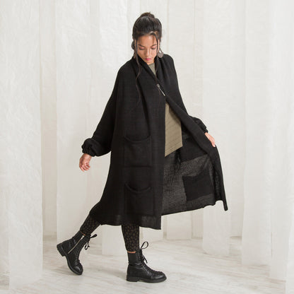 Winter Cardigan Coat For Women, Black Wool Cardigan, Wrap Cardigan Coat, Plus Size Clothing, Knitted Cardigan, Warm Coat Cardigan, Long