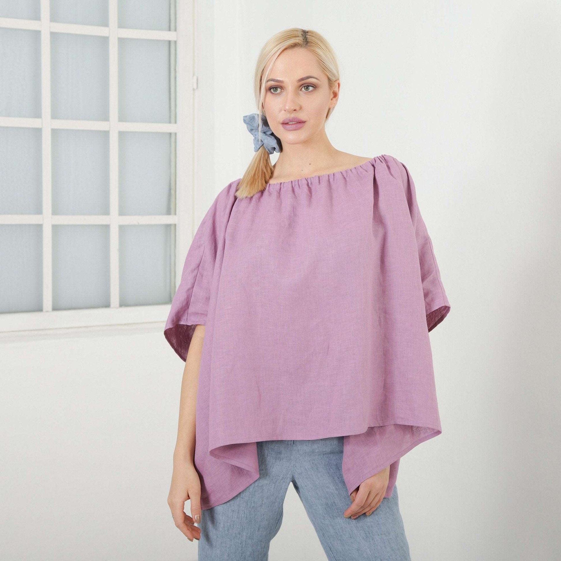 Loose Linen Blouse LAURA, Oversized Linen Top, Linen Clothing, Plus Size Clothing