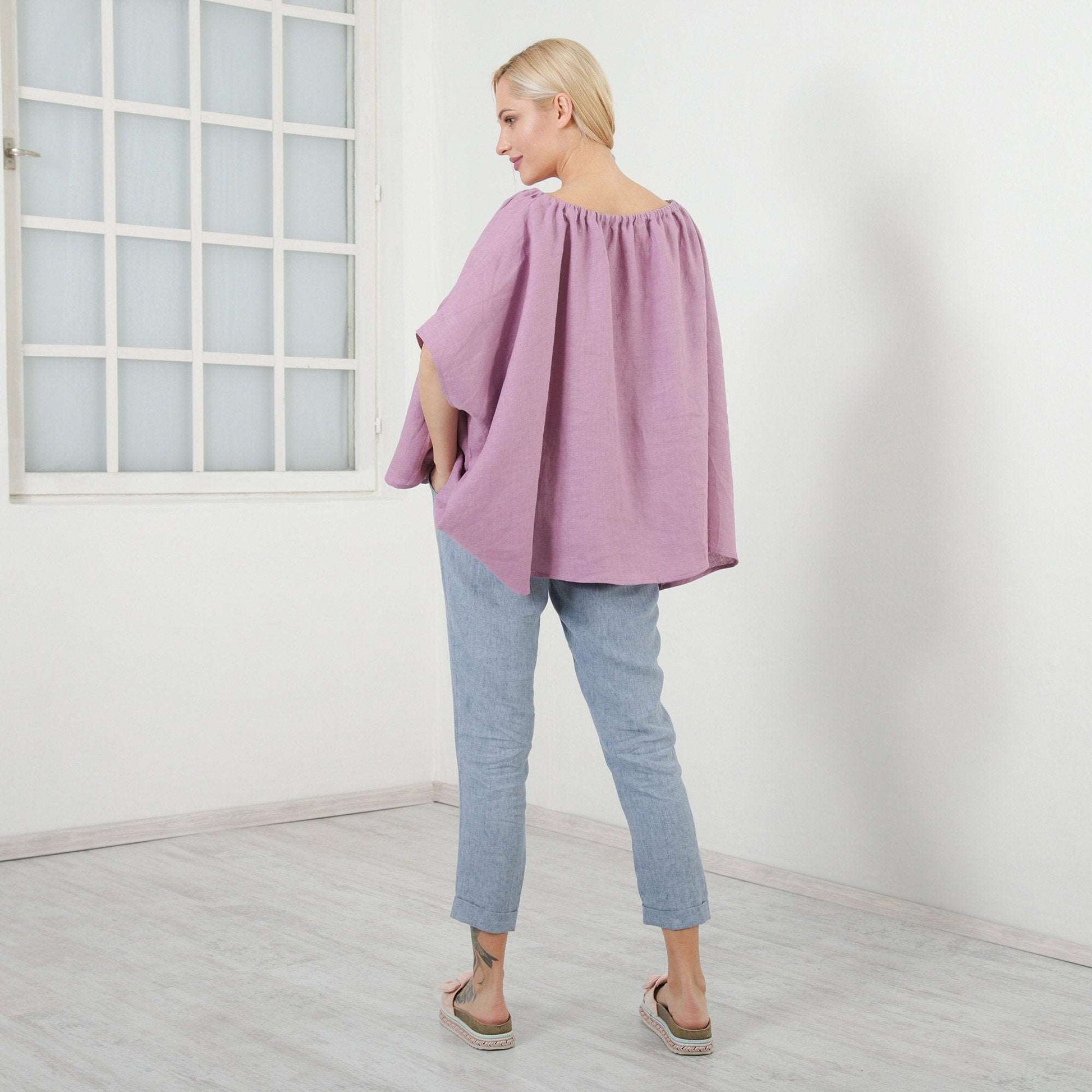 Loose Linen Blouse LAURA, Oversized Linen Top, Linen Clothing, Plus Size Clothing