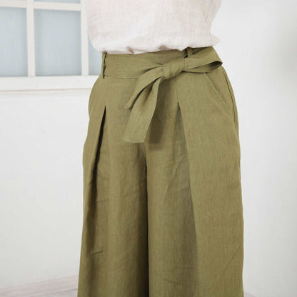 Linen Palazzo Pants, Extra Long High Waisted Pants, Wide Leg Trousers, Pants With Pockets by Friends Fashion