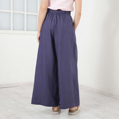 Linen Wide Leg Pants, High Waisted Palazzo Pants, Linen Capri Trousers, Pants Skirt, Plus Size Clothing