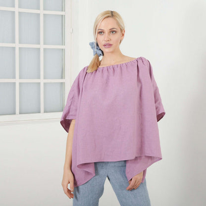 Linen Tunic LAURA, Oversize Loose Blouse, Plus Size Clothing