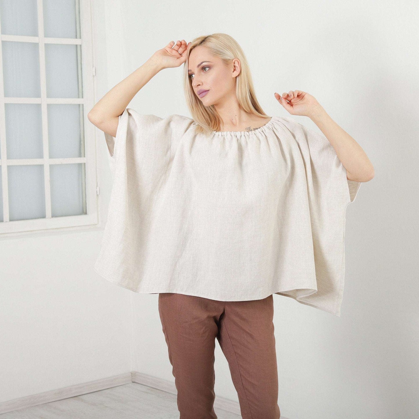 Loose Summer Top LAURA, Washed Linen Tunic, Linen Clothing, Plus Size Clothing