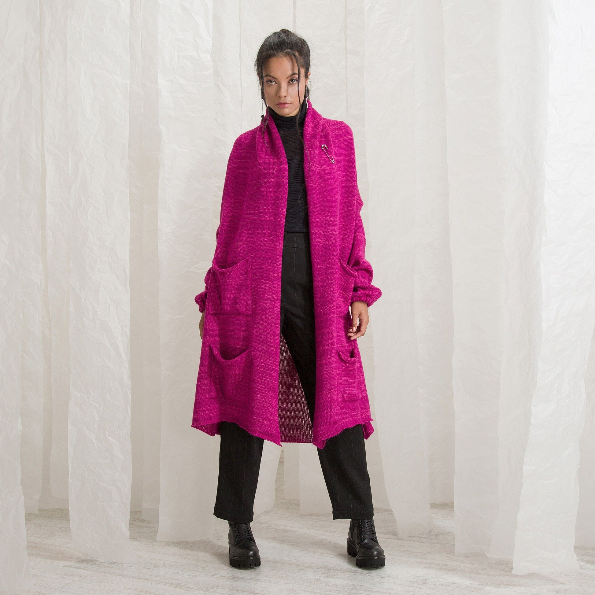 Women Wool Cardigan Sweater, Knit Winter Coat, Plus Size Clothing, Knitt Clothes
