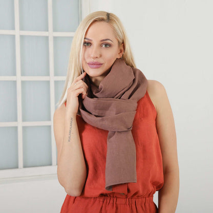 Women Linen Scarf, Natural Linen Wrap, Summer Cloack Shawl