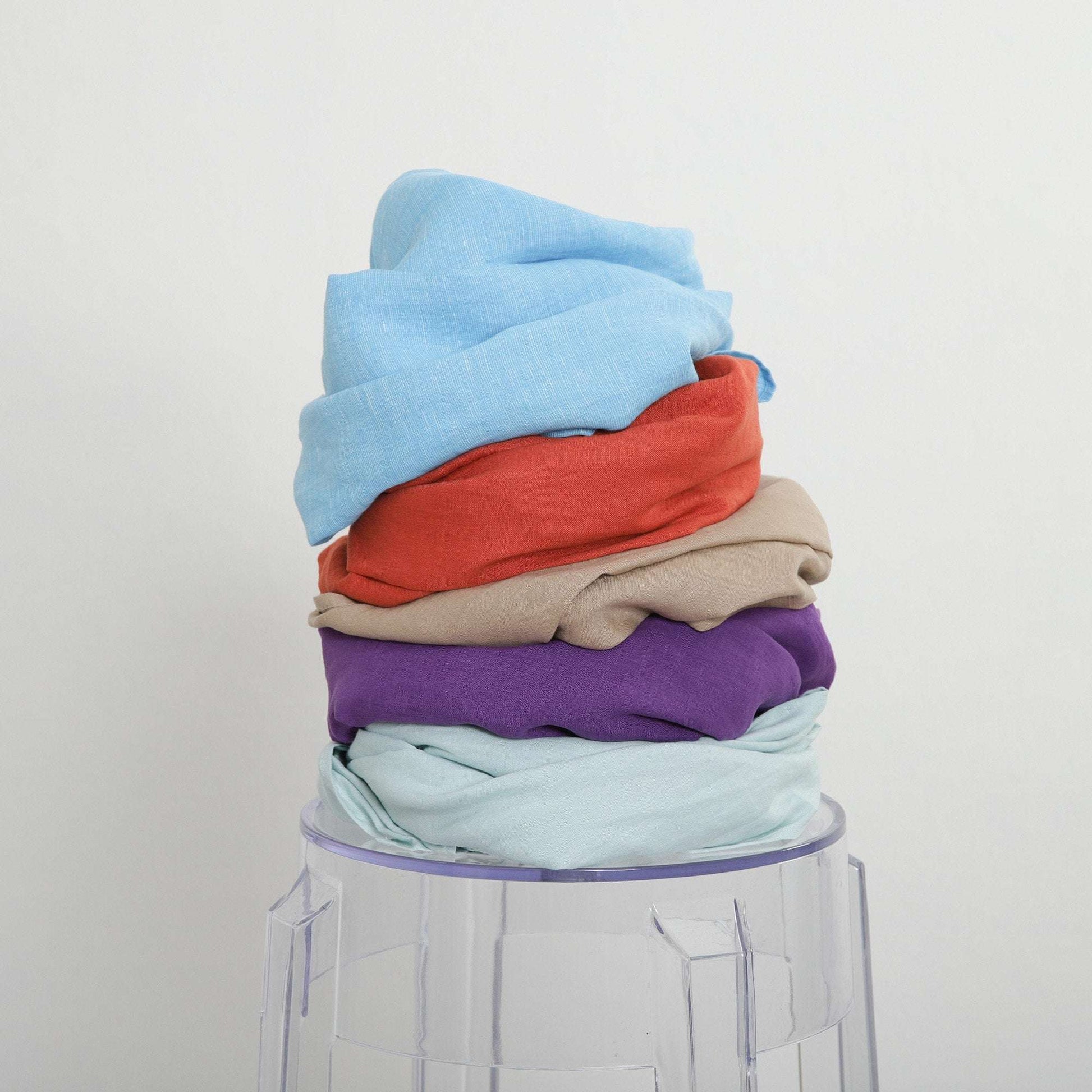 Washed Linen Scarf, Long and Wide Soft Shawl