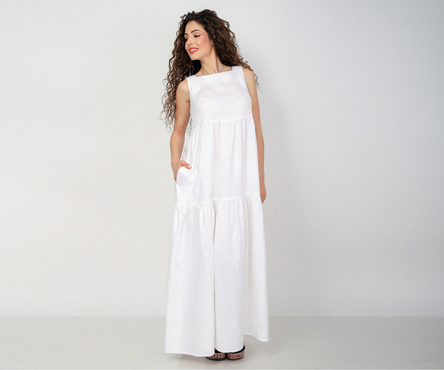 Long Linen Dress, Loose Linen Dress, Maternity Linen Dress, Plus Size Dress, Linen Clothing for Women