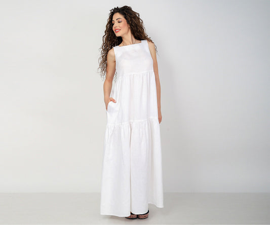 Long Linen Dress, Loose Linen Dress, Maternity Linen Dress, Plus Size Dress, Linen Clothing for Women