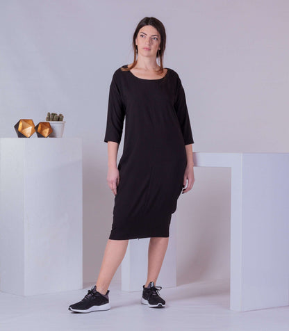 Basic Casual Dress, Woman Plain Slit Dress, Knee Length Dress, Half Sleeve Shirt Dress, Blouson Dress, Maternity Dress