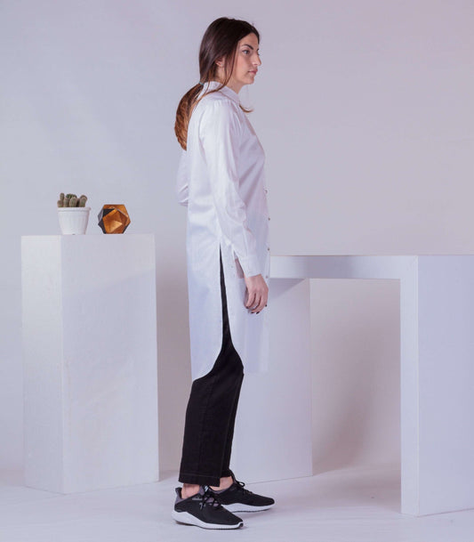 Extra Long Shirt, Woman Shirt Dress, Trendy Shirt Tunic, Minimalist Button Shirt, Maternity Cotton Top, Long Sleeve Unusual Shirt