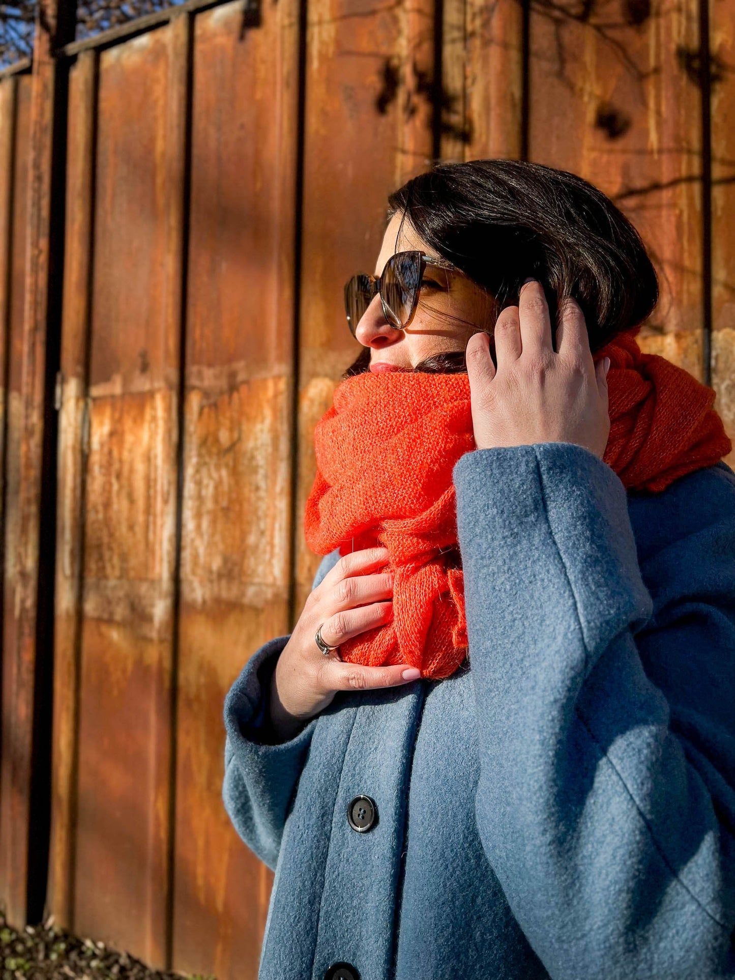 Orange Scarf, Scarf, Mom Gift, Best Gift, Huge Scarf, Big Scarf, Burqa, Warm Scarf, Hand made Scarf, Knitted Gift, Mom birthday gift, Shawl