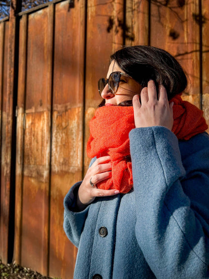 Orange Scarf, Scarf, Mom Gift, Best Gift, Huge Scarf, Big Scarf, Burqa, Warm Scarf, Hand made Scarf, Knitted Gift, Mom birthday gift, Shawl