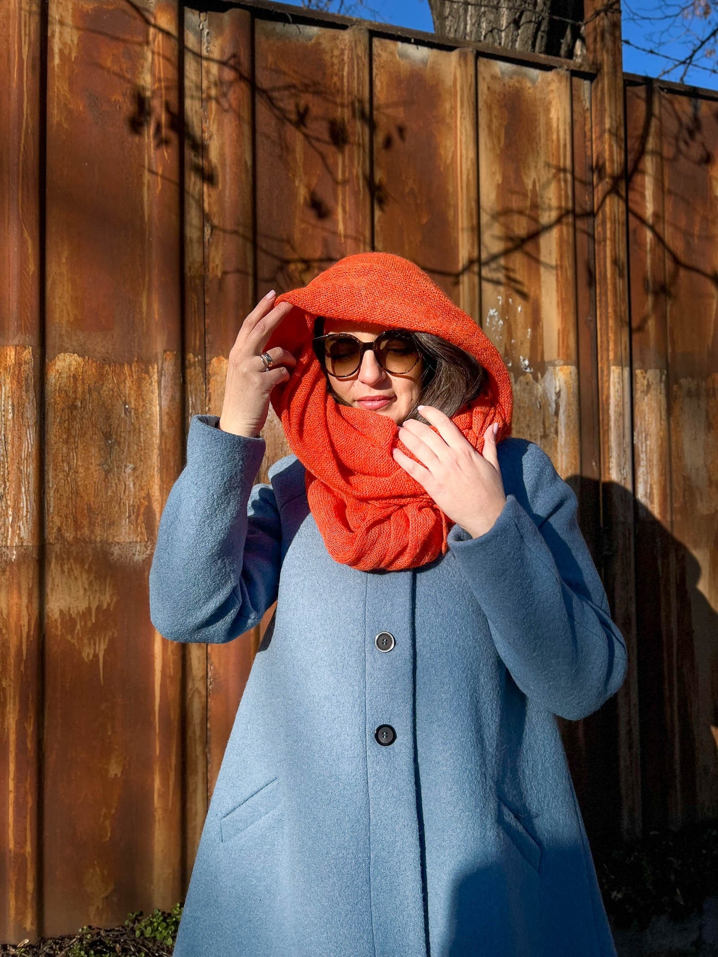 Orange Scarf, Scarf, Mom Gift, Best Gift, Huge Scarf, Big Scarf, Burqa, Warm Scarf, Hand made Scarf, Knitted Gift, Mom birthday gift, Shawl