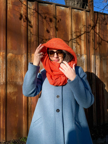 Orange Scarf, Scarf, Mom Gift, Best Gift, Huge Scarf, Big Scarf, Burqa, Warm Scarf, Hand made Scarf, Knitted Gift, Mom birthday gift, Shawl