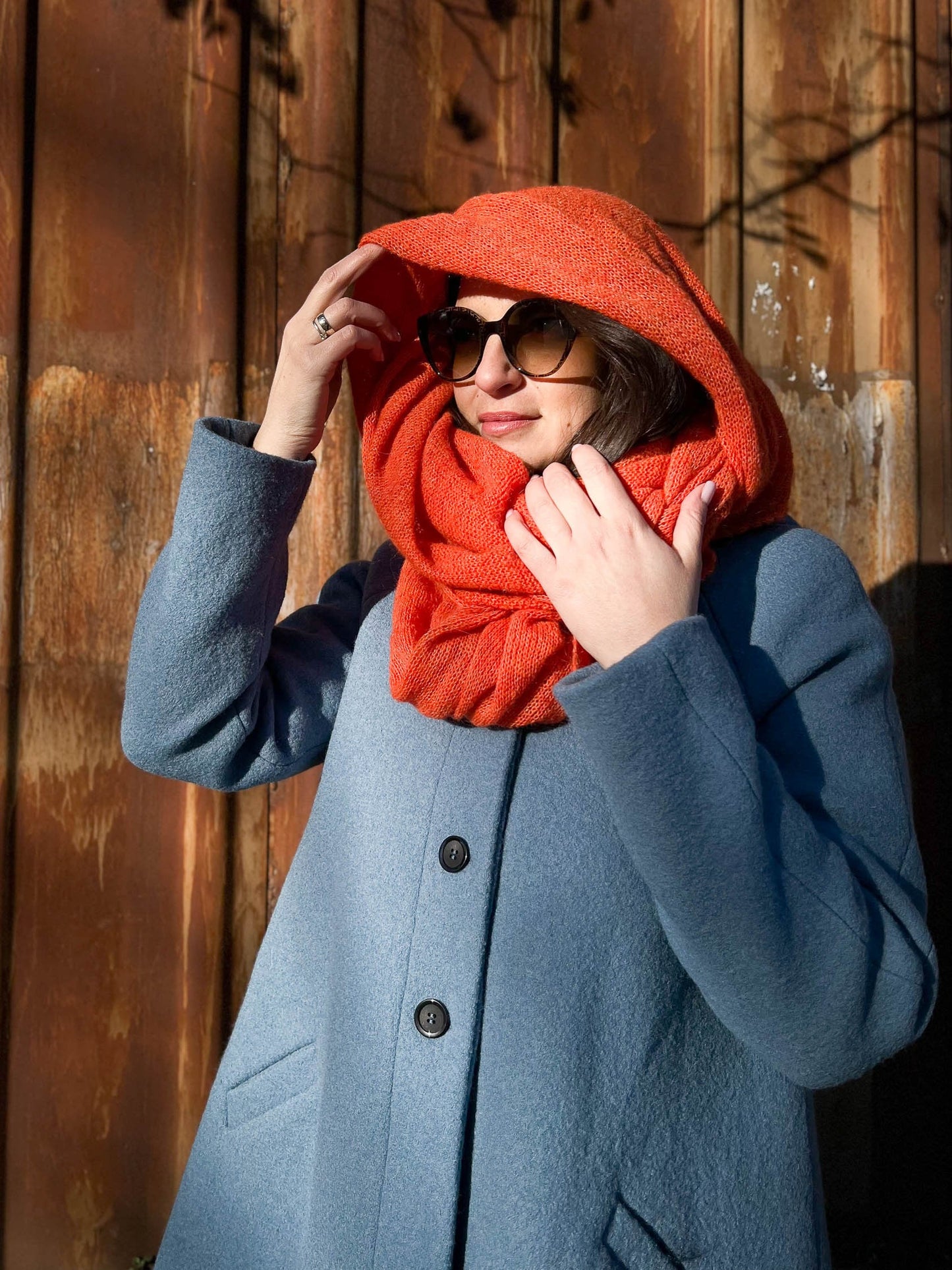 Orange Scarf, Scarf, Mom Gift, Best Gift, Huge Scarf, Big Scarf, Burqa, Warm Scarf, Hand made Scarf, Knitted Gift, Mom birthday gift, Shawl