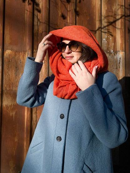 Orange Scarf, Scarf, Mom Gift, Best Gift, Huge Scarf, Big Scarf, Burqa, Warm Scarf, Hand made Scarf, Knitted Gift, Mom birthday gift, Shawl