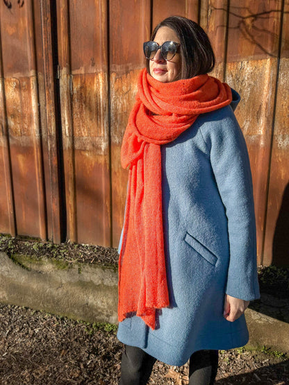 Orange Scarf, Scarf, Mom Gift, Best Gift, Huge Scarf, Big Scarf, Burqa, Warm Scarf, Hand made Scarf, Knitted Gift, Mom birthday gift, Shawl