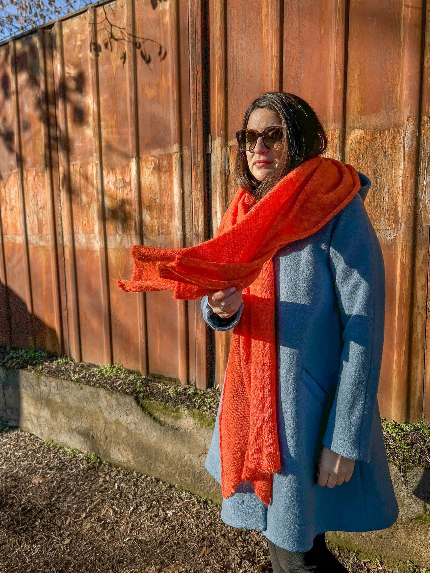 Orange Scarf, Scarf, Mom Gift, Best Gift, Huge Scarf, Big Scarf, Burqa, Warm Scarf, Hand made Scarf, Knitted Gift, Mom birthday gift, Shawl