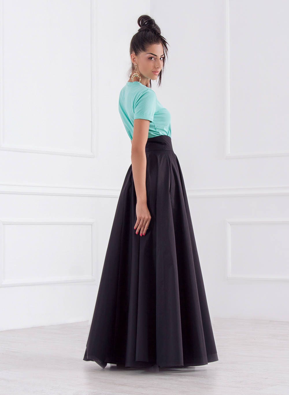 Long Elegant Closh Skirt, Maxi Skirt With Pockets, Extra Wide Loose Baggy Skirt, Peasant Skirt, High Waisted Woman Skirt by Friends Fashion