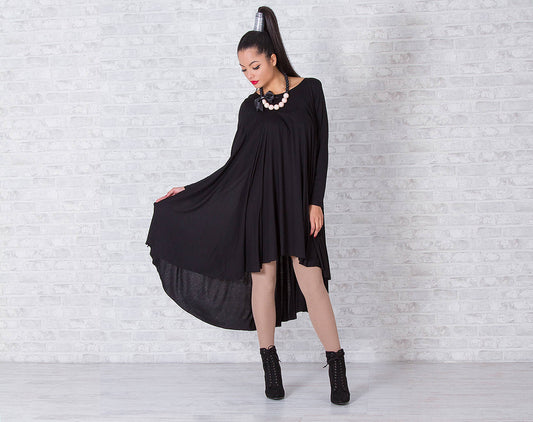 OVERSIZE Tunic/ Woman Tunic/ Loose Tunic/ Black Tunic/ Asymmetrical Tunic/ Plus Size Tunic/ Maxi Tunic/ Jersey Tunic/ Friends Fashion