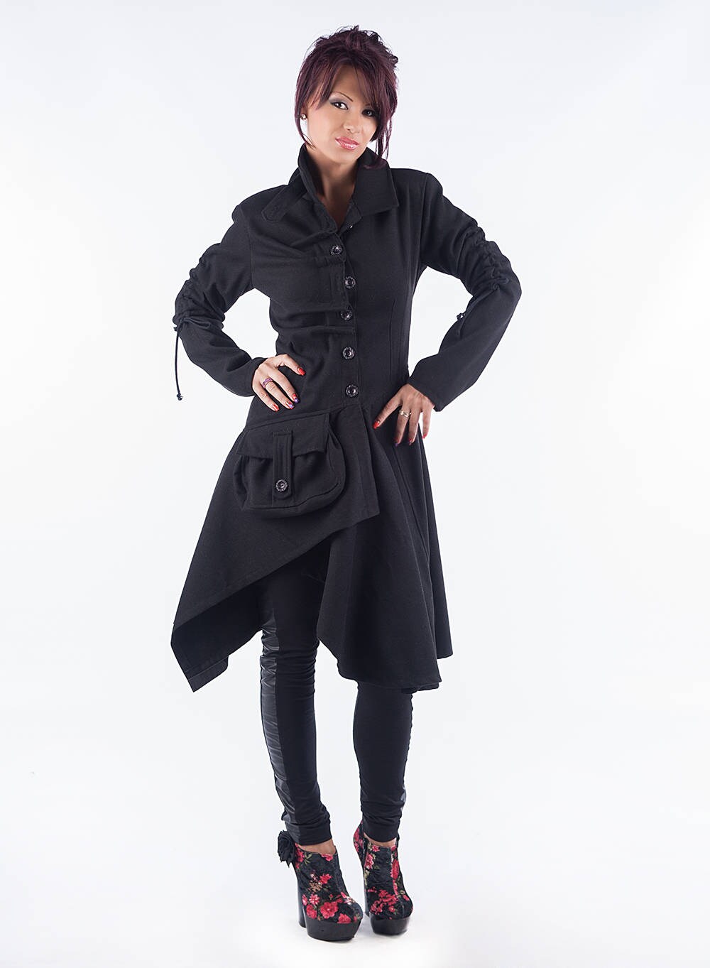 Winter Coat/ Black Coat/ Asymmetrical Coat/ Elegant Coat/ Warm Coat/ Woman Coat/ Cashmere Coat/ Wool Coat/ Woman Jacket/ Friends Fashion