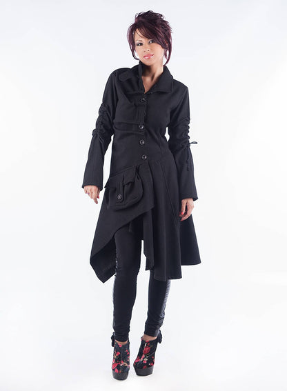 Winter Coat/ Black Coat/ Asymmetrical Coat/ Elegant Coat/ Warm Coat/ Woman Coat/ Cashmere Coat/ Wool Coat/ Woman Jacket/ Friends Fashion