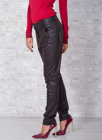 Long Pants/ Faux Leather Pants/ Woman Pants/ Black Leather Pants/ Drop Pants/ Loose Pants/Extravagant Pants/ Baggy Pants/Friends Fashion