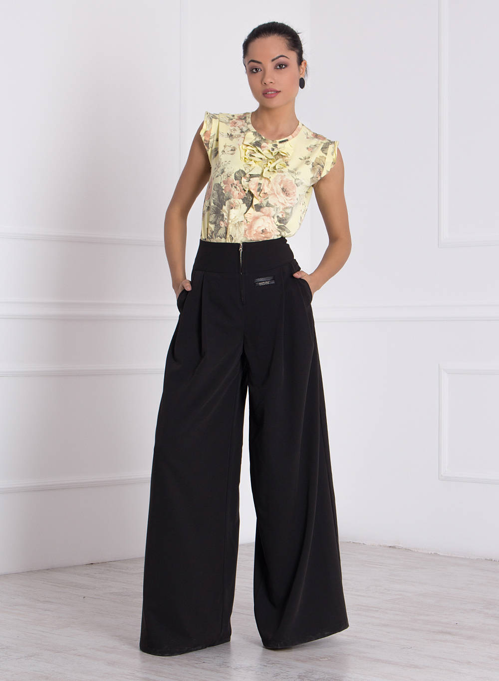 Wide Leg Pants Palazzo High Waisted Pant With Pockets, Loose Wide Leg Trousers