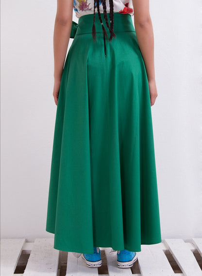 Oversized Maxi Skirt, High Waisted Midi Skirt, Loose Skirt, Asymmetric Skirt with Tie Belt