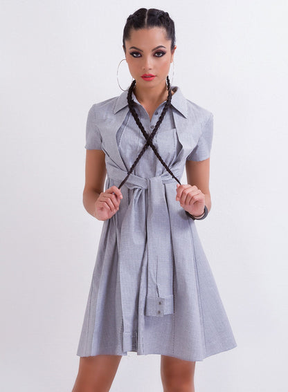 Utility Short Dress, Short Sleeve Dress, Shirt Dress, Lolita Dress, Summer Casual Dress With Collar, Party A Line Dress by Friends Fashion