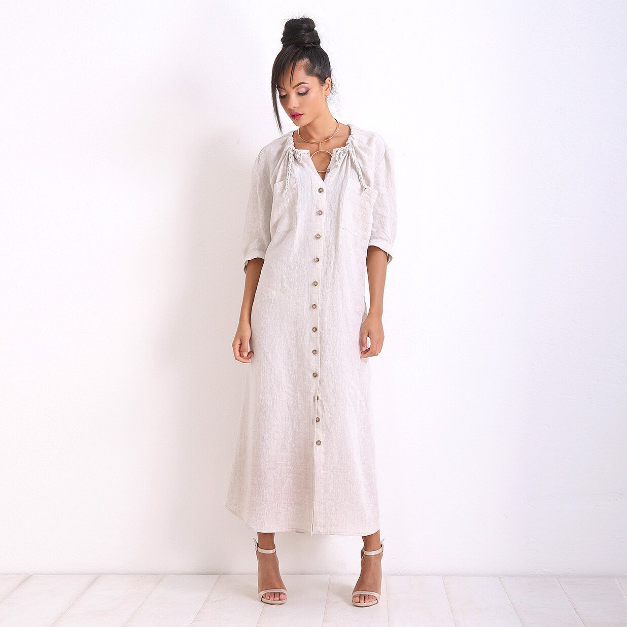 Linen Loose Dress, Linen Casual Dress, Long Summer Dress, Loose Beach Clothing